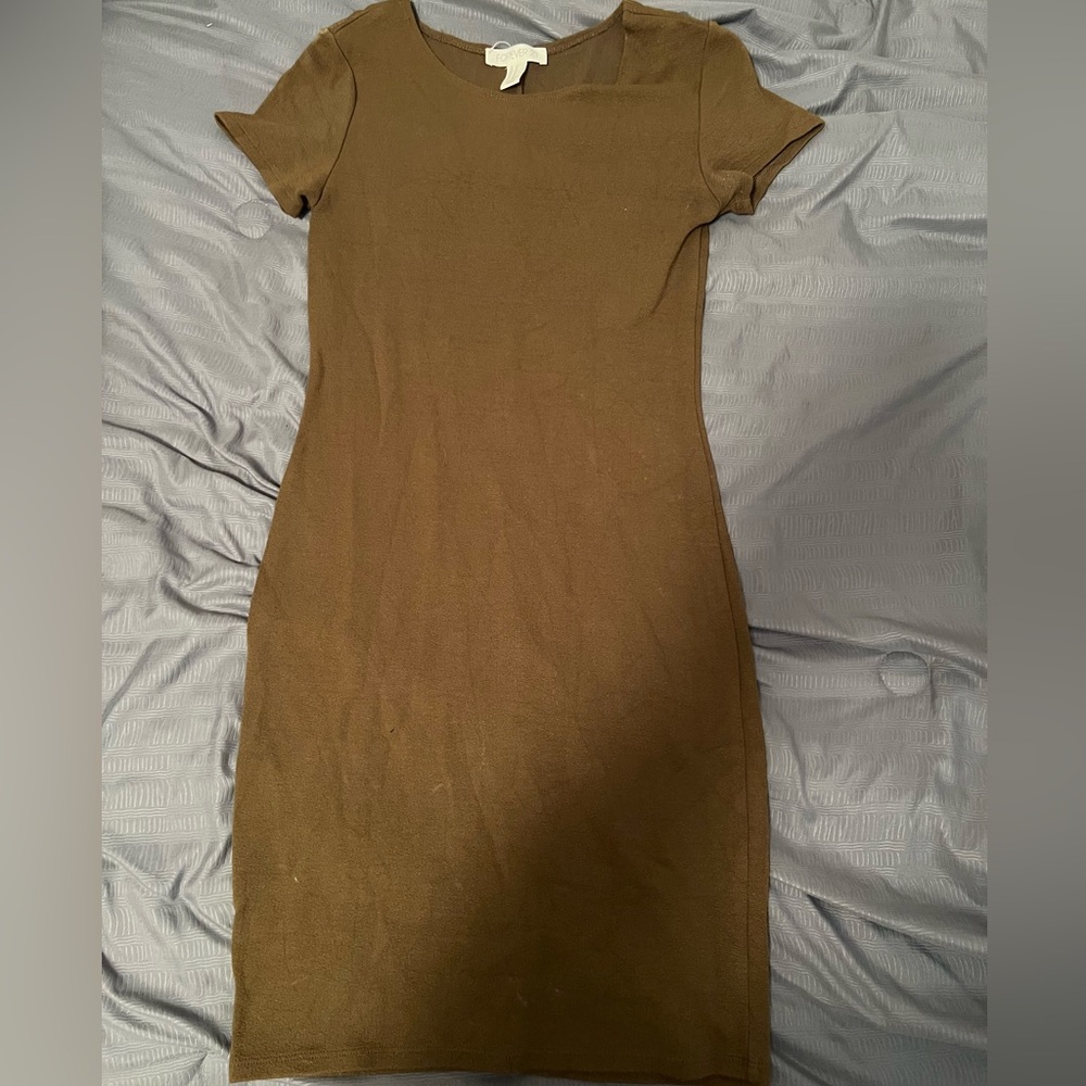 Forever 21 Dress Medium Olive Green Form Fitting Body Con